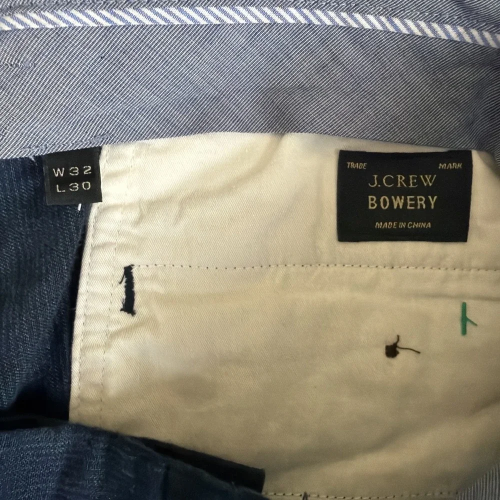 J.Crew Bowery Slim Fit, Baird McNutt Irish Linen Pants Men's 32x30 Navy Preppy